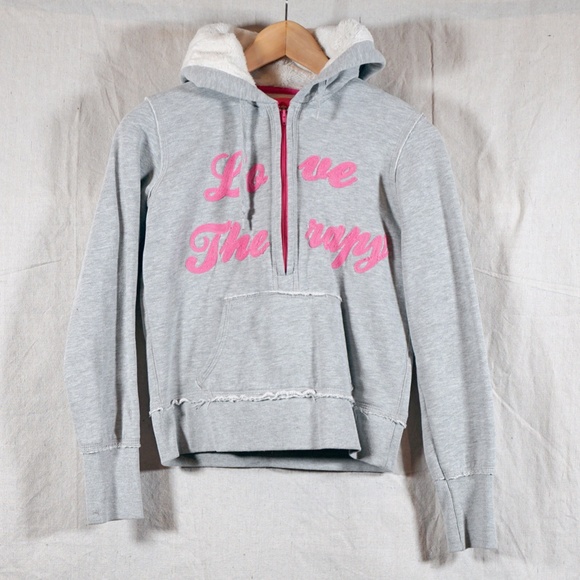 Fiorucci Love Therapy Women S Fleece 3/4-Zip Hooded Sweatshirt - Picture 1 of 15